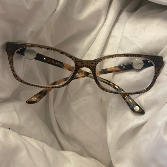 Versace 3164 991 Spotted Brown Black Cat Eye Eyeglasses Frames 53-16 135 Italy - Picture 2 of 8